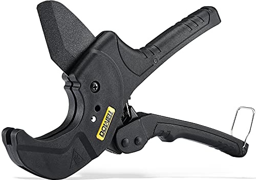 DOWELL PVC Pipe Cutter Ratchet Pipe Tube Cutter Cutting Tool Heavy Duty Teflon Coated Stainless Steel Blade Max Cutting O.D. Adjustable 1-5/8-inch to 2-1/2-inch 42-63mm HY040301