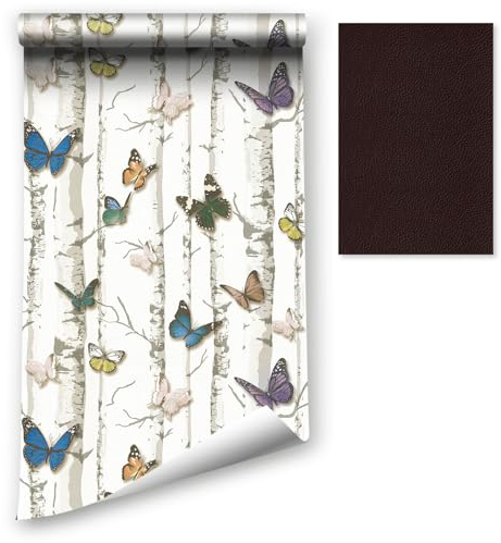 LZH-LP Papel tapiz despegable y pegado, 44.5x1200CM papel tapiz autoadhesivo con contacto de pájaros florales, película de vinilo removible, revestimiento de muebles de pared con parche