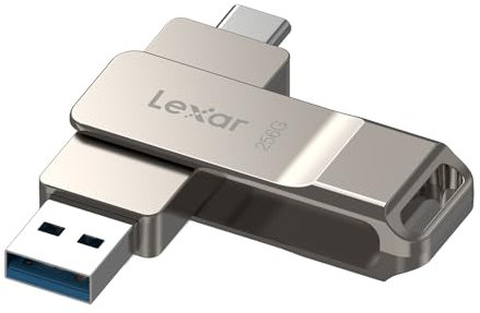 Lexar D40E 128 Go Double clé USB 3.2 Gen 1 Type-C Jump Drive, clé USB-C Flash Drive Matériau métallique Pivotant Conception Clé USB, Compatible avec l'iPhone 16
