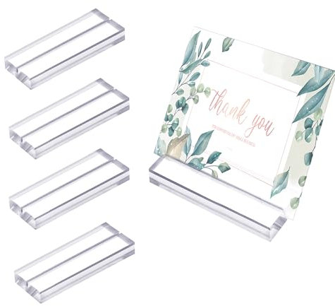 duozoanz Soporte Escritorio Marco Fotos Sujeta Cartas,4 Piezas de Acrílico Transparente Titular de la Tarjeta de Visita con Soporte Fijo para la Exhibición de Escritorio Postal 100 * 30 * 12MM