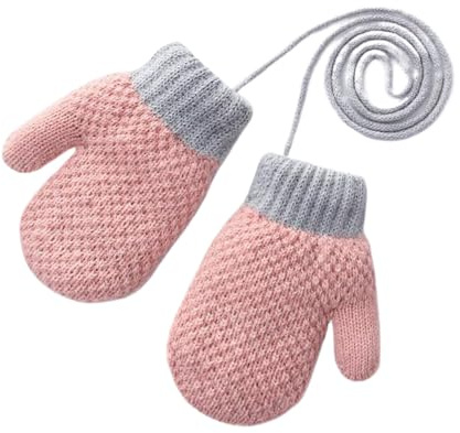 drburpily Barnhandskar Småbarnshandskar Ålder 2-3 Vantar Flickhandskar Vantar med snöre Babyhandskar Plysch babyvantar 12-18 månader, B