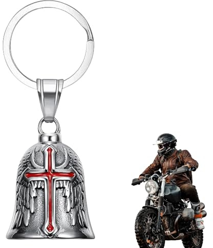 Guardian Bell Motorrad Glocke Glücksbringer,Biker Bell Motorrad Glöckchen,Edelstahl Motorradglocke,Biker Glocke Glücksbringer,Motorradglocke Schlüsselanhänger für Segne Frieden