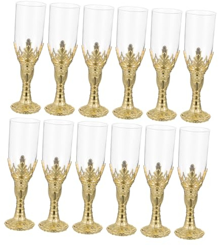Cabilock Lot De 12 Coupes Décoratives Vintage En Verre Réutilisable, Petit Gobelet à Vin Rétro Doré, Calices Pour Communion Et Cérémonies Religieuses, Verres à Cocktail Pour Fêtes Et Mariages