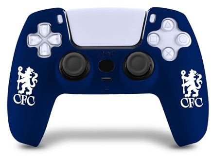 Head Case Designs Officially Licensed Chelsea Football Club White Lions Logo Blue Silicone Game Controller Skin Cas Compatible With PS5 Sony DualSense Controller