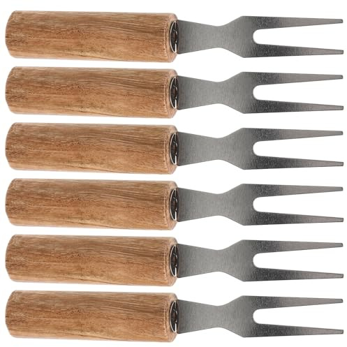 HOMSFOU Lot de 6 Fourchettes à Maïs et Viande en Acier Inoxydable Réutilisables, Supports Multi-usages pour Barbecue, Pique-niques et Repas en Plein Air, Porte-épis de Maïs Robustes