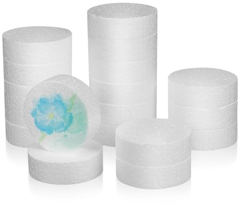 MAJORMENCH Cilindros de Poliestireno Extruido 2cm Blancos para Decoración de Fiestas y Manualidades, Discos de Espuma Redondos Ligeros y Fáciles de Exhibir