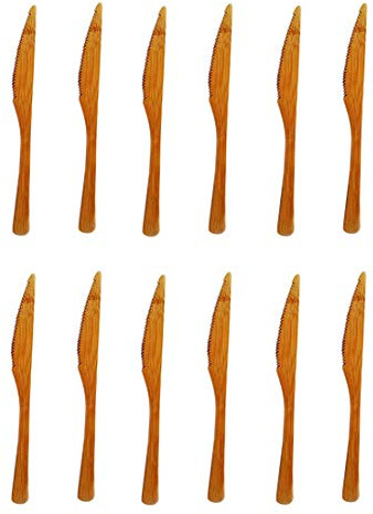 JapanBargain 4107, Bamboo Dinner Knife Butter Spreader Kids Knife for Eating Appetizer Furit Dessert Snack Reusable Dishwasher Safe, Set of 12, 9-inches