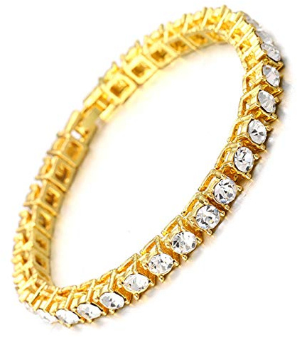 Halukakah Herren Goldkette Tenniskette für Männer ● ELITE ● Iced Out Design, 5.5MM, Verfügbar in 18 Karat Echtgold/Platin Weißgold/Rhodium Schwarz Überzogen, Handgefertigte Labordiamanten Zieren Dieses Halsband Halskette Armband