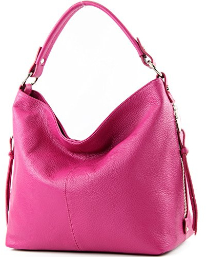modamoda de - Ital Shopper Sac à bandoulière en cuir grande T160, Couleur:T160 Pink