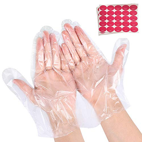 Lot de 200 gants et chaussons jetables en plastique confortable pour pédicures, bains de paraffine et spa (100 gants en film)