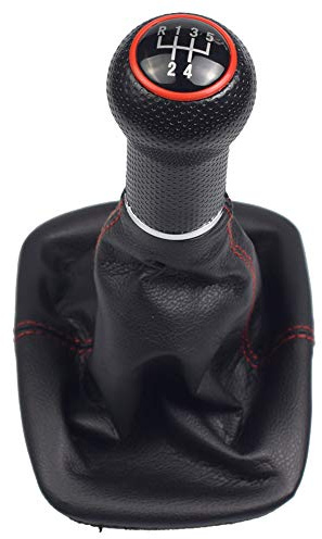 5 Gang Schaltknauf Stick Gaiter Boot für VW Polo 6N für Passat 35i | für Golf 2 3 4 Cabrio (Rot)
