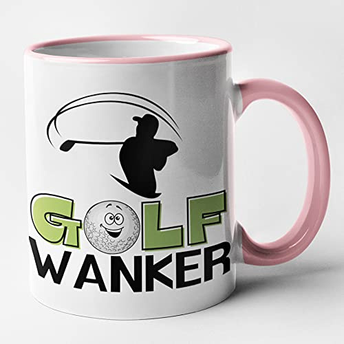 Golf Wanker - Tazza divertente da golf con motivo rude, colore: rosa