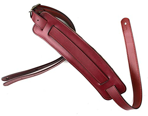 Walker And Williams C-19-BRD Bourbon rotes Leder Vintage Slash Strap mit Deluxe Suede Pad, extra lang