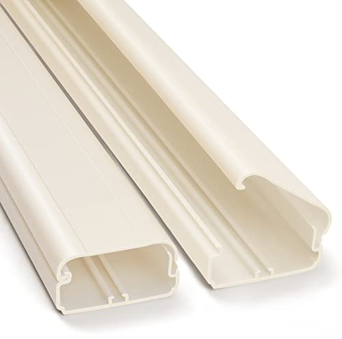 Kabelkanal beige 80 cm (2x40 cm Set) – Selbstklebend überstreichbar mit 4x2 cm Kabelkanal für TV-Wandmontage – Kabelschacht für saubere Kabelführung von ZhiYo