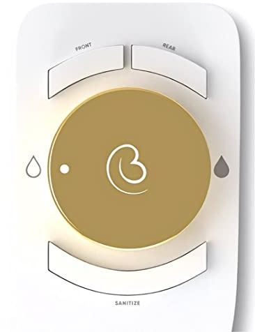 Boss Bidet Revolution. Bidet attachment for toilet. Luxury design, bathroom bidet sprayer for toilet, auto shut off, non electric, dual nozzle, feminine wash, self cleaning. Jerusalem Gold and white.