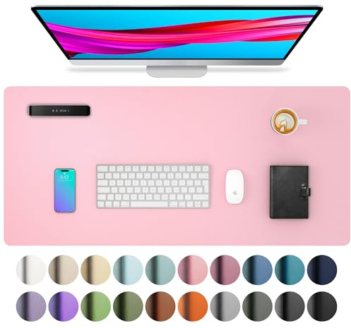 Aothia Schreibtischunterlage,PU-Leder-Schreibtischmatte,Mauspad,rutschfester Schreibtischschutz,wasserdichter Schreibtisch-Schreibblock für Büro und Zuhause(80cm x 40cm,Fee Rosa)