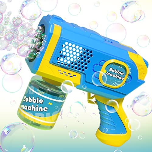 Seifenblasenmaschine, Seifenblasenpistole Kinder, Automatische Seifenblasenmaschine Mit LED-Licht Und Auslaufsicher, Sommer-Geburtstagsfeier Im Freien, Hochzeit, Soziales Spielzeug (blau)