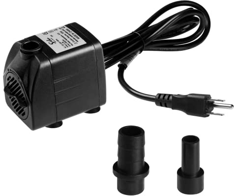 Simple Deluxe 200GPH Submersible Water Pump (760L/H, 15W) with Adjustable Intake, 5.2ft High Lift, 2 Nozzles, Perfect for Fish Tank, Pond, Aquarium, Hydroponics Black