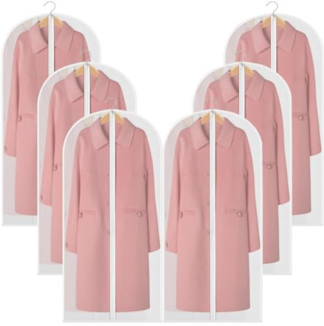 Kleidersäcke Anzug mit Reißverschluss Staubdicht für Kleidung - 60 x 120cm Kleidersack 6 Stück Transparent Aufbewahrung Schutz Kleidung - Kleiderschutz Säcke für Anzüge Jacken Hosen