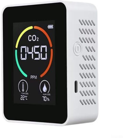 3-in-1 Luftqualitätsmonitor für den Innenbereich, Kohlendioxid-Detektor, Temperatur und Luftfeuchtigkeit, für Heimbüro (weiß)