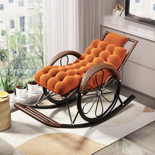 Schaukelstuhl ,Schaukelstuhl Schaukelsessel Rattan geflochtene RückenlehneSchaukelstuhl Relaxsessel mit gepolstert , ,schwingsessel schaukelsessel ,für Schlafzimmer, Wohnzimmer, Balkon, Schwarz ( Colo