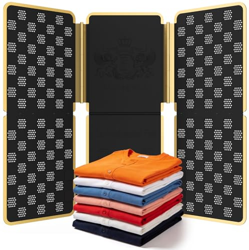 BoxLegend Shirt Folder V7 Metal for Wear Resistance Clothes Folding Board Storage Tshirt Folder Board Metal Edging and Joints Laundry Folding Board Black