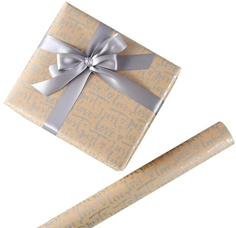 Geschenkpapier，weihnachtsgeschenkpapier, Kraftpapier Geschenkpapier, 6 Rollen in 1 Rolle Geschenkpapier Braun, Geschenkpapier Kraftpapier, Braunes Geschenkpapie (Windspiel)