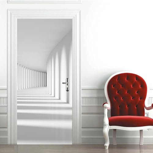 Türtapete Selbstklebend Weiße Korridorerweiterung 95 X 210 Cm Türtapete Selbstklebend Türposter,Fototapete Selbstklebend 3D Pvc Türaufkleber Diy Türbild,Türfolie Poster Tapete - Türkunst - T -3C7Z1K2