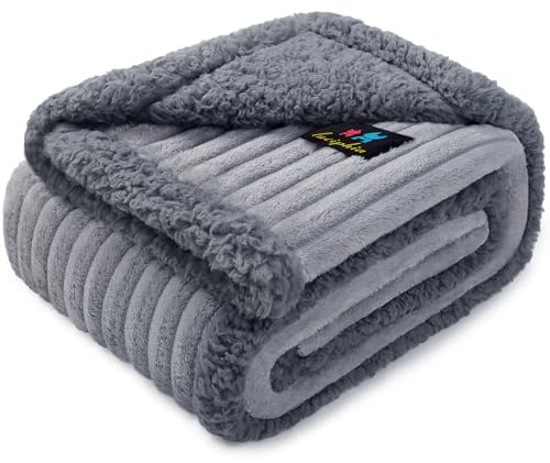 luciphia wasserdichte Hundedecke Waschbar, Haustier Decke für Hund Katzen Welpe, Kuscheldecke Weich Flaushig Sherpa Fleece, Katzendecke Mittelgroße Große für Bett Sofa Couch, Grau（145 * 165cm）