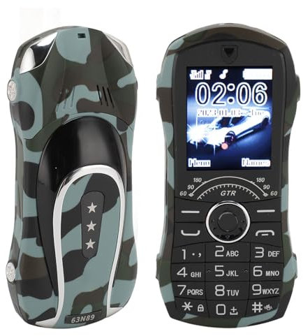 Sxhlseller Teléfono Móvil Pequeño Portátil para Personas Mayores y Niños, Teléfono Móvil para Personas Mayores con Forma de Coche de 1,8 Pulgadas con Botones Grandes, Batería de 2400 MAh