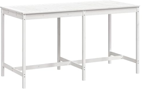 SDWEHO7 Stehtisch Bartresen Holz 110 cm Hoch Indoor Outdoor Bistrotisch Biertisch Gartentisch Bartisch Partytisch Balkontisch, Weiß 203,5x90 cm Massivholz Kiefer