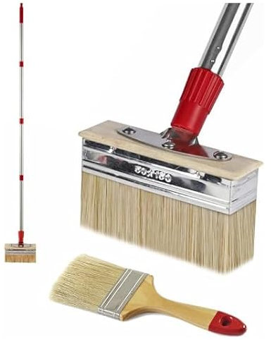 Mitclear Pennello Piatto con Manico Lungo(150cm), Pennello per Pittura da Terrazza da 18cm con Setole Spesse, Pennelli Pittura per Vernici, Macchie e Sigillanti