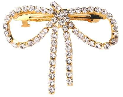 GIVBRO Haarspange mit Strasssteinen, Schleife in Kristallform, Goldener Haarschmuck für Frauen, Braut, Brautjungfer, Mädchen