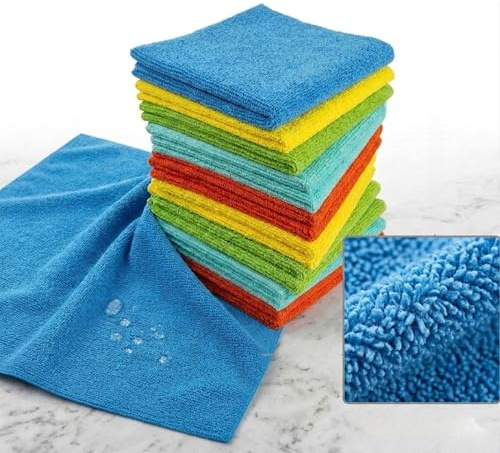 Chiffon de nettoyage jaune en coton très résistant - Serviette de nettoyage multifonction lavable et réutilisable pour voiture - Pour dépoussiérer, polir, nettoyer les essentiels de cuisine (1 pièce)