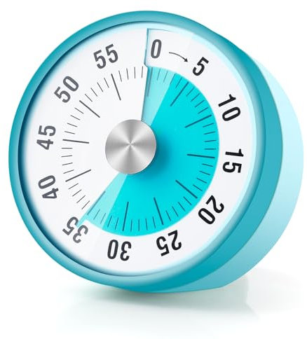 AiQInu Visueller Timer, bis 60min Countdown Timer für Eieruhr, Küchentimer, mechanisch, für Klassenzimmer Büro Küche(Türkis)