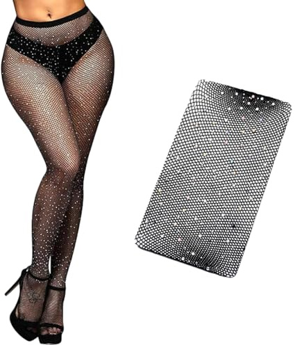 XPEX Medias de rejilla, Medias de rejilla, Malla de cristal para mujer, Medias de cintura alta, Medias de rejilla negras Medias antidesgarro