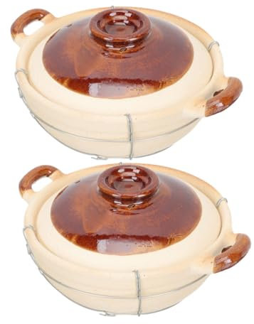 ABOOFAN Olla de Barro China con Mango Individual 0,5l, Cazuela Resistente al Calor para Horno y Guisos, Utensilio Cocina Persona, Fuente para Cocinar Arroz y Sopas