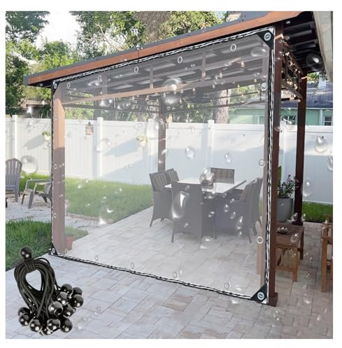 ZLRBN Plane Transparent mit Ösen wasserdichte Pavillon Seitenteile Durchsichtige Plane mit ösen Outdoor Vorhänge für Veranda, Pergola, Gartenlaube, Außen, Balkon(9x10ft/2.6x3m)