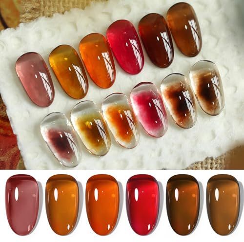 Born Pretty UV Nagellack Jelly Braun Rot Orange Gel Nagellack