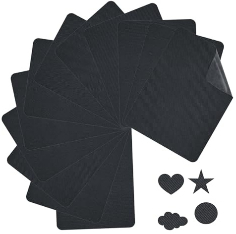 12 Stk Flicken zum Aufbügeln, Selbstklebend Stoff Bügelflicken | Reparaturflicken Aufnäher zum Aufbügeln, für Jeans Kleidung Schuhe Taschen (Dunkelgrau)