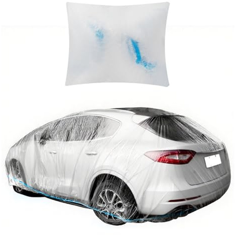 Plastic Car Cover with Elastic Cord,21.32x12.46 Ft Car Covers for Automobiles to Isolate from Dust/Rain,Clear Vehicle Accessories Disposable Cars Covers Fit Cars & Small SUVs
