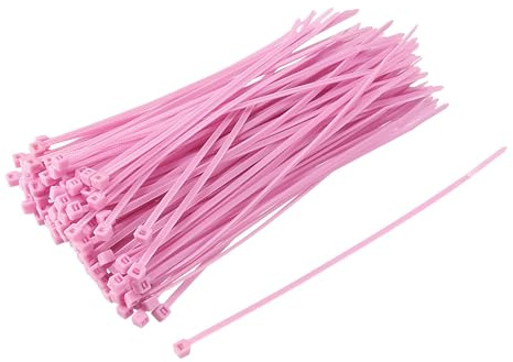 TA-VIGOR 120Pcs Nylon Cable Ties Pink, 150mm x 2.5mm Heavy Duty Secure Self-Locking Plastic Wire Zip Ties Wraps for Cable Management, Home, Garden, Office and DIY