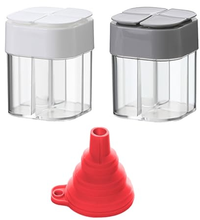 2 Piezas De Botella De Especias 4 En 1 Y Embudo Plegable De 1 Pieza, Botella De Especias De Campamento, Botella De Especias Al Aire Libre, Embudo Portátil, Retráctil, Suministros De Cocina.