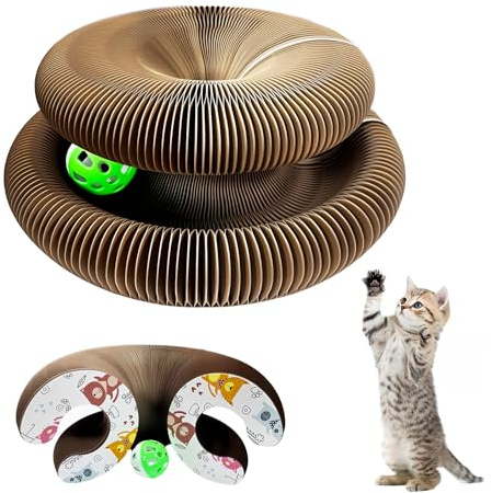 Rascador Flexible Fancysky para Gatos, Rascador Magic Organ | Juguete Rascador Plegable 3 en 1 con Campana, Rascador para Gatos que Estimula su Instinto Natural
