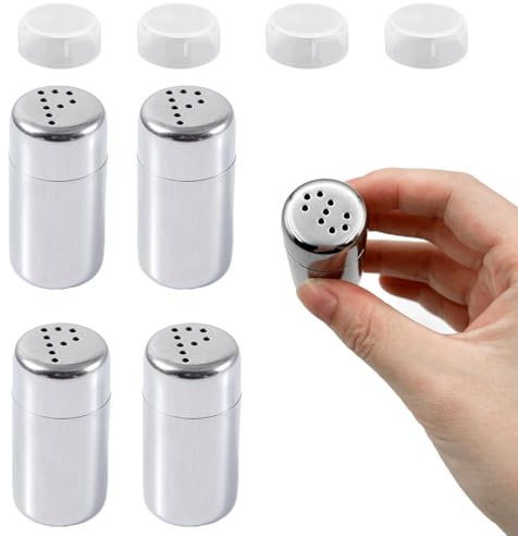 Mini Salzstreuer 4 Stück GewürzFlaschen 5ml Salzstreuer Klein mit Deckel Gewürzstreuer Camping Edelstahl Salzstreuers Geeignet für Restaurants Grill im Freien