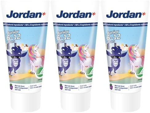 Jordan ® - Dentifrice junior - 6-12 ans - Goût fruité doux - 150 ml x 3