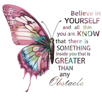 Butterfly Wall Art Stickers - Homiladi Hallway Decor Stickers | Positive Mental Health Quotes | Living Room Wall Decor | Wall Stickers for Children's Classrooms and Bedrooms