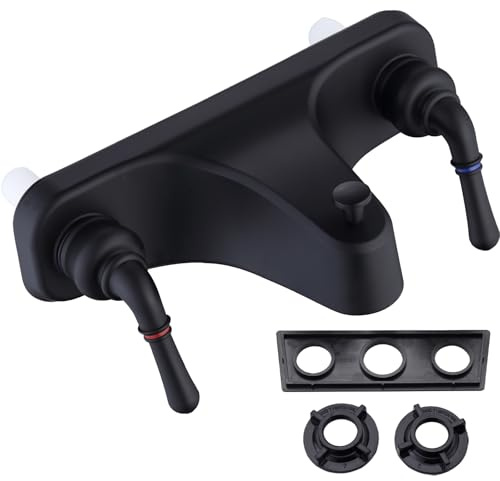 Tub/Shower Faucet 8 with Diverter for RV/Mobile Travel Home, Economical Two Handle Classic Shower Faucet Center-Set (Black)