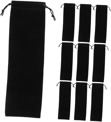 GARIOUANS 12 Sacchetti in Velluto Nero Chiusura a Coulisse, Borsa Porta Posate per Ristorante e Pranzo, Leggeri e Portatili