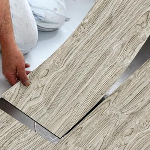 Rollo de vinilo adhesivo de suelo de PVC estilo grano de madera para proyectos de decoración del hogar, impermeable y fácil de aplicar en superficies lisas, tamaño 20 x 300 cm (EWF069)